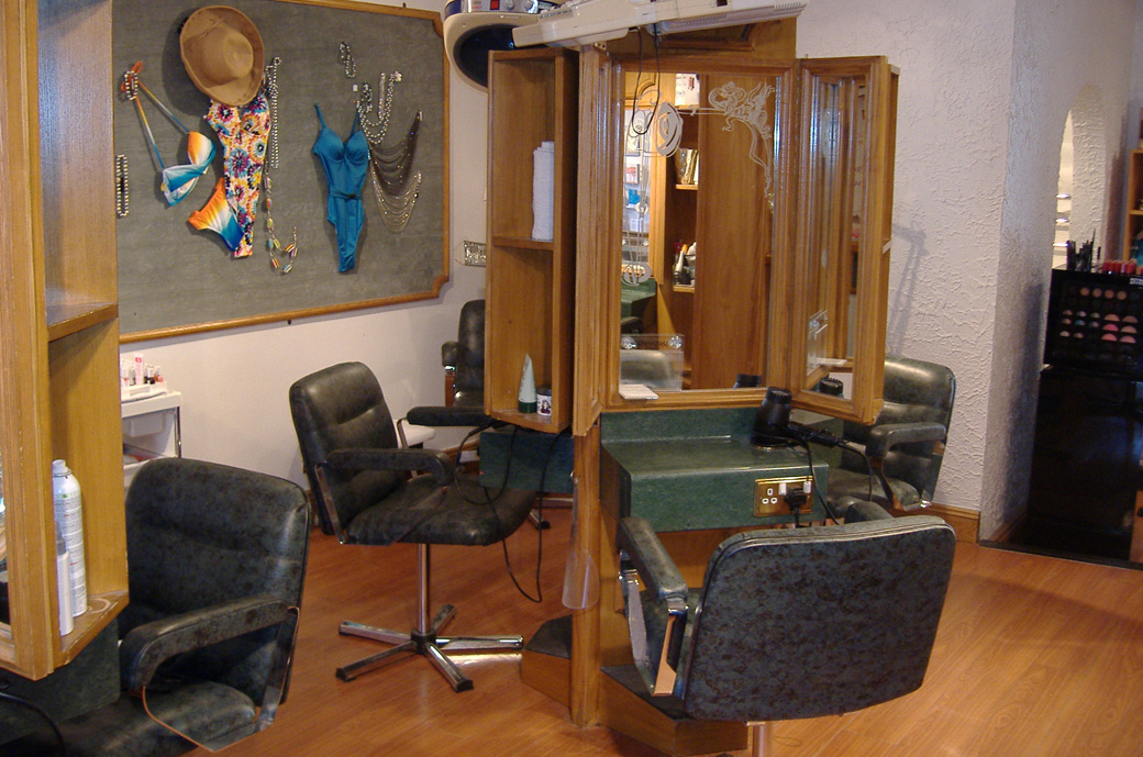 Styling stations in the Evie Clark hair salon